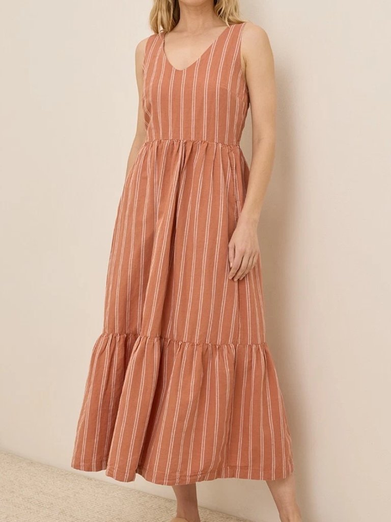 3xl - Pact Women's Canopy Linen Blend Easy Tank Dress Hermosa Stripe